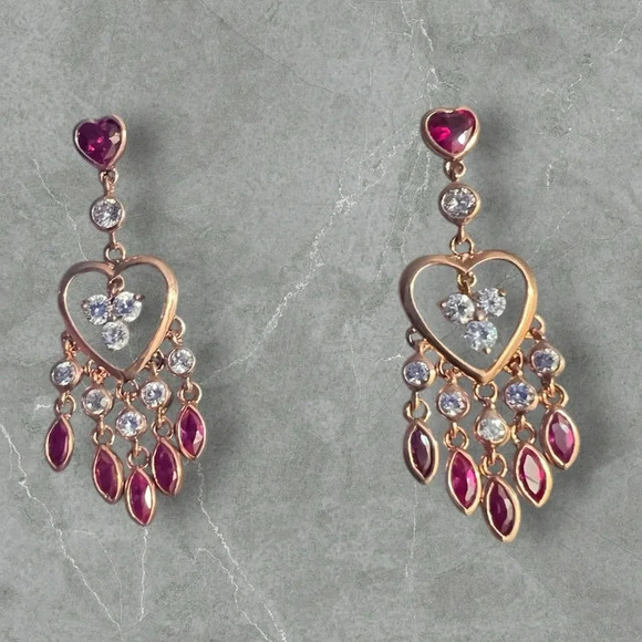Jewelry - Nolan Miller vintage Romancing Heart Drop Earrings